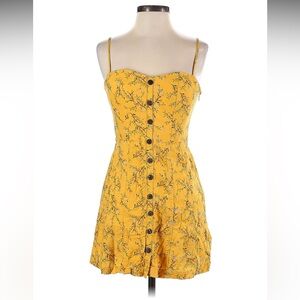 Mimi hi Blue Floral Yellow Lilyanna Button Down Linen Dress